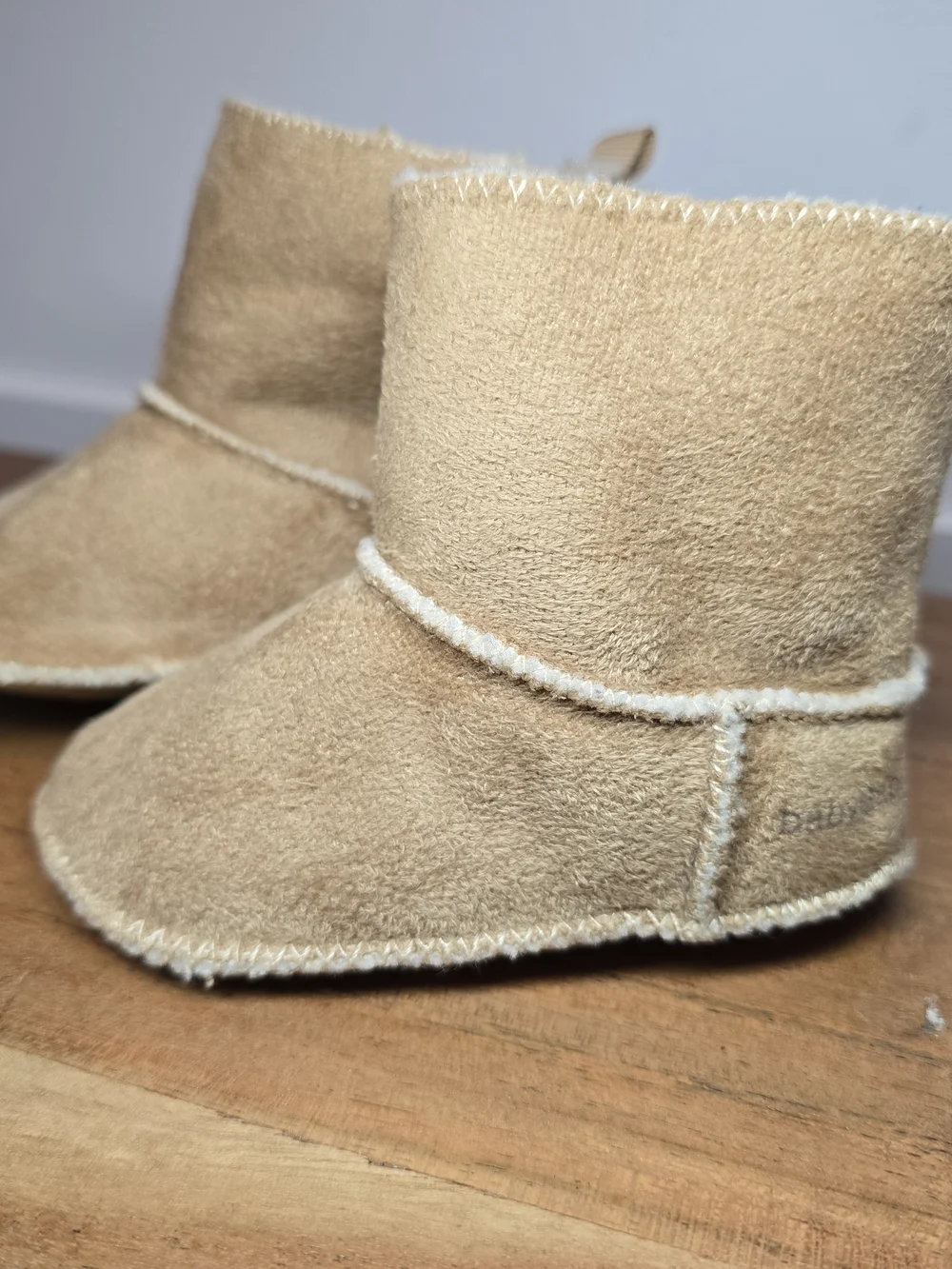 GAP Beige Faux-Suede Baby Booties 6-12M